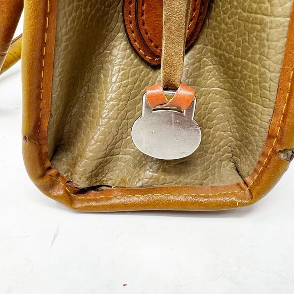 Vtg 90s Dooney & Bourke All-Weather Pebbled Leather Satchel Bag Purse Tan/Brown - Picture 11 of 14